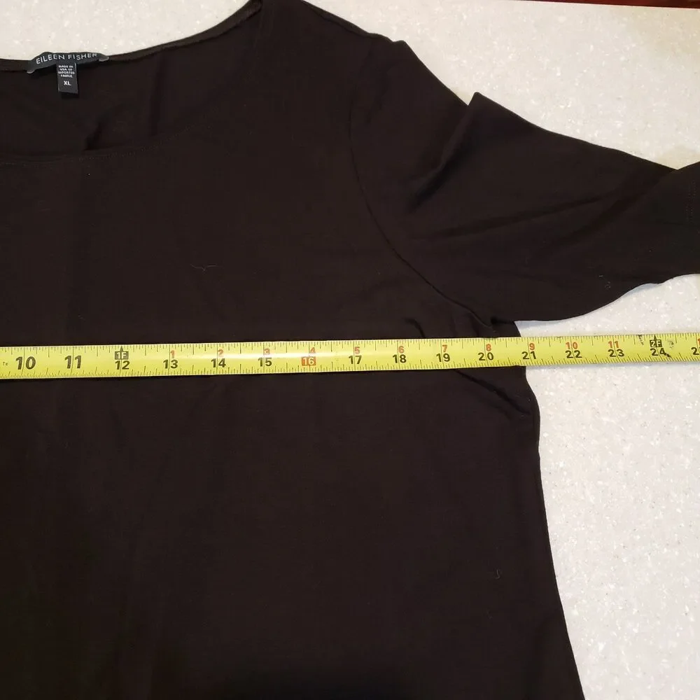 Eileen Fisher Long Sleeve T Shirt Women's XL Black Pullover Crew Neck Top